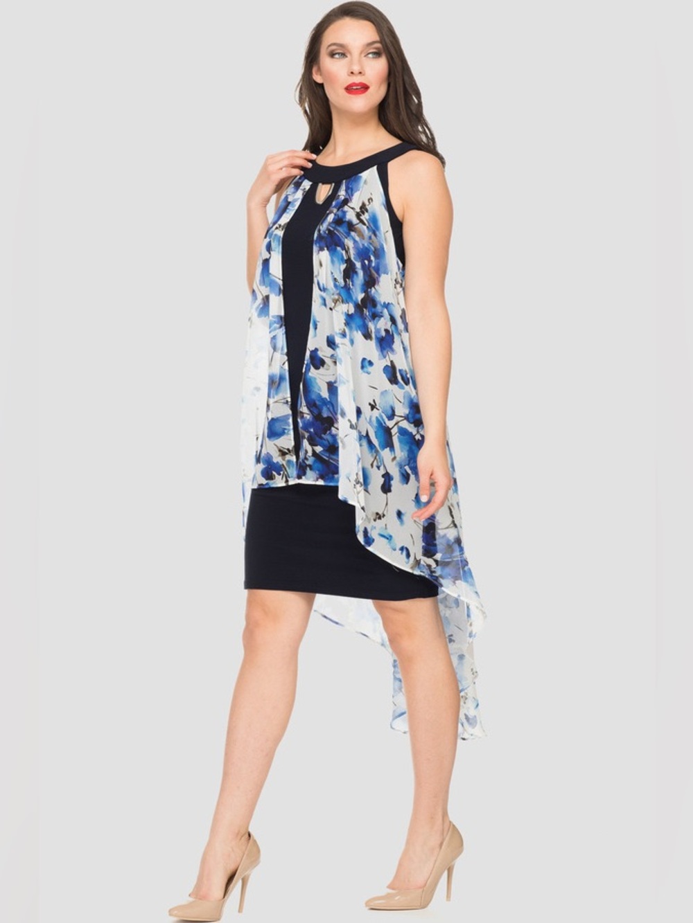 🆕 JOSEPH RIBKOFF Floral Overlay Halter Dress